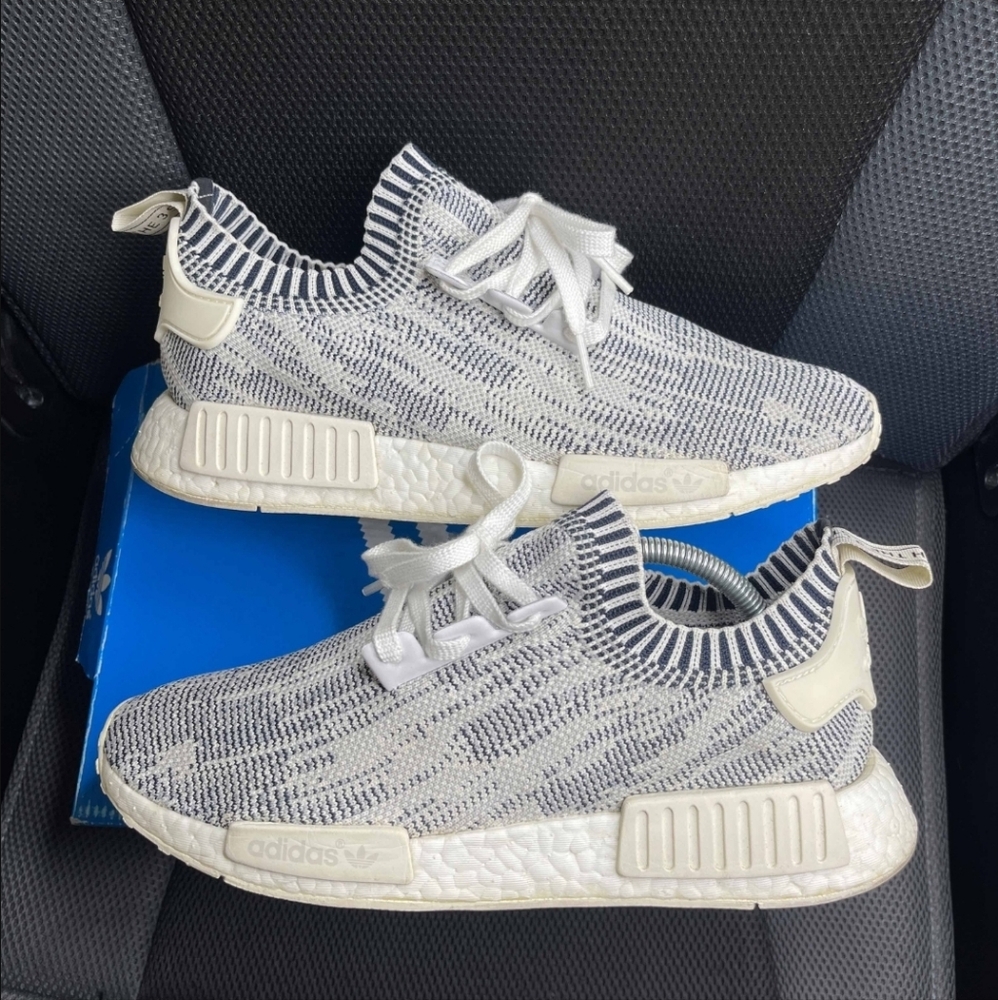 Adidas NMD R1 Primeknit Sneakers Men's NMD_R1 Camo White/Black Size 9